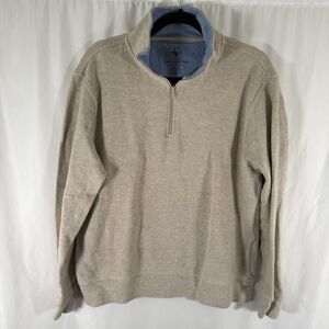 Tailorbyrd Sweater Men's Medium Ivory 1/4 Zip Long Sleeve Turtleneck 100% Cotton